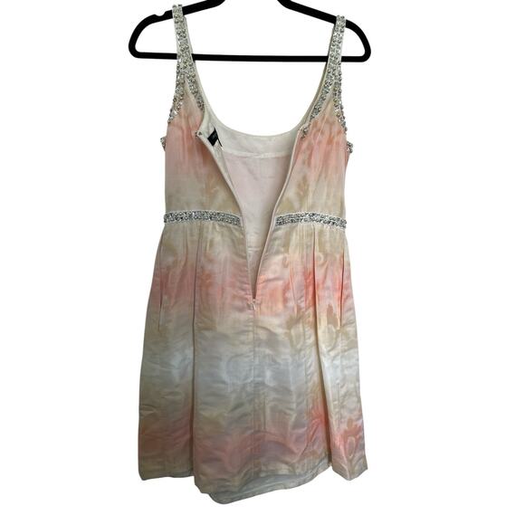 Carmen Marc Valvo Pearl Embellished Peach Ombre Cocktail Dress Sz 6 - Picture 7 of 14